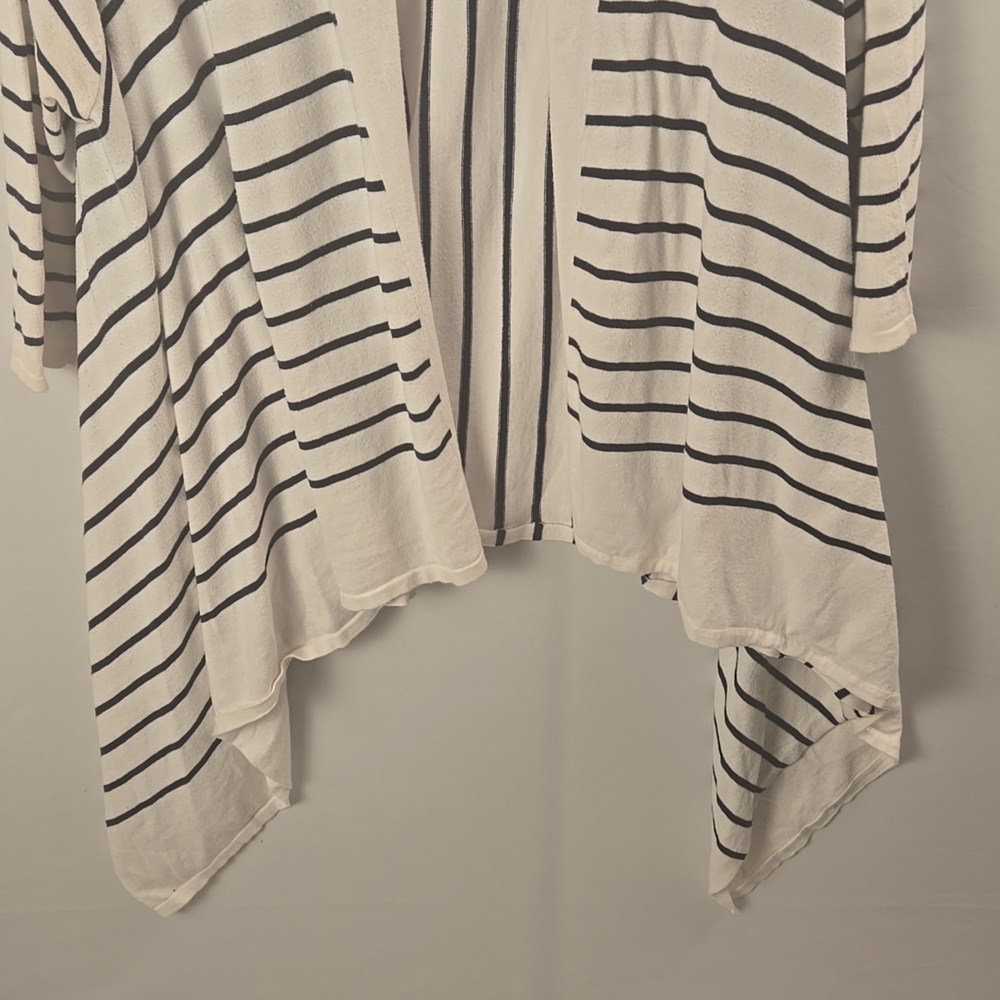 Ralph Lauren Striped Black and White Open Face Cardigan One Size Cotton Preppy - Picture 3 of 9